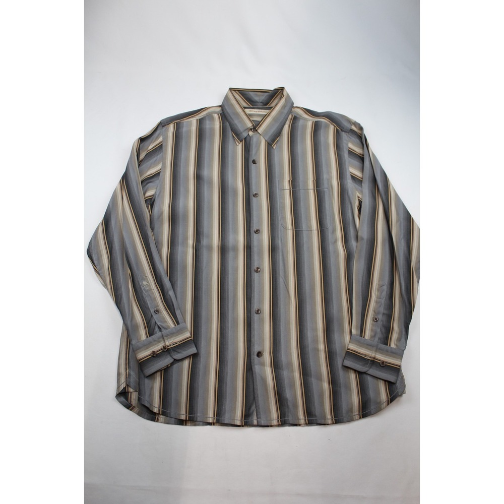 Tommy Bahama Men's Medium Long Sleeve Button Up 100% Silk Shirt Relaxed Casual